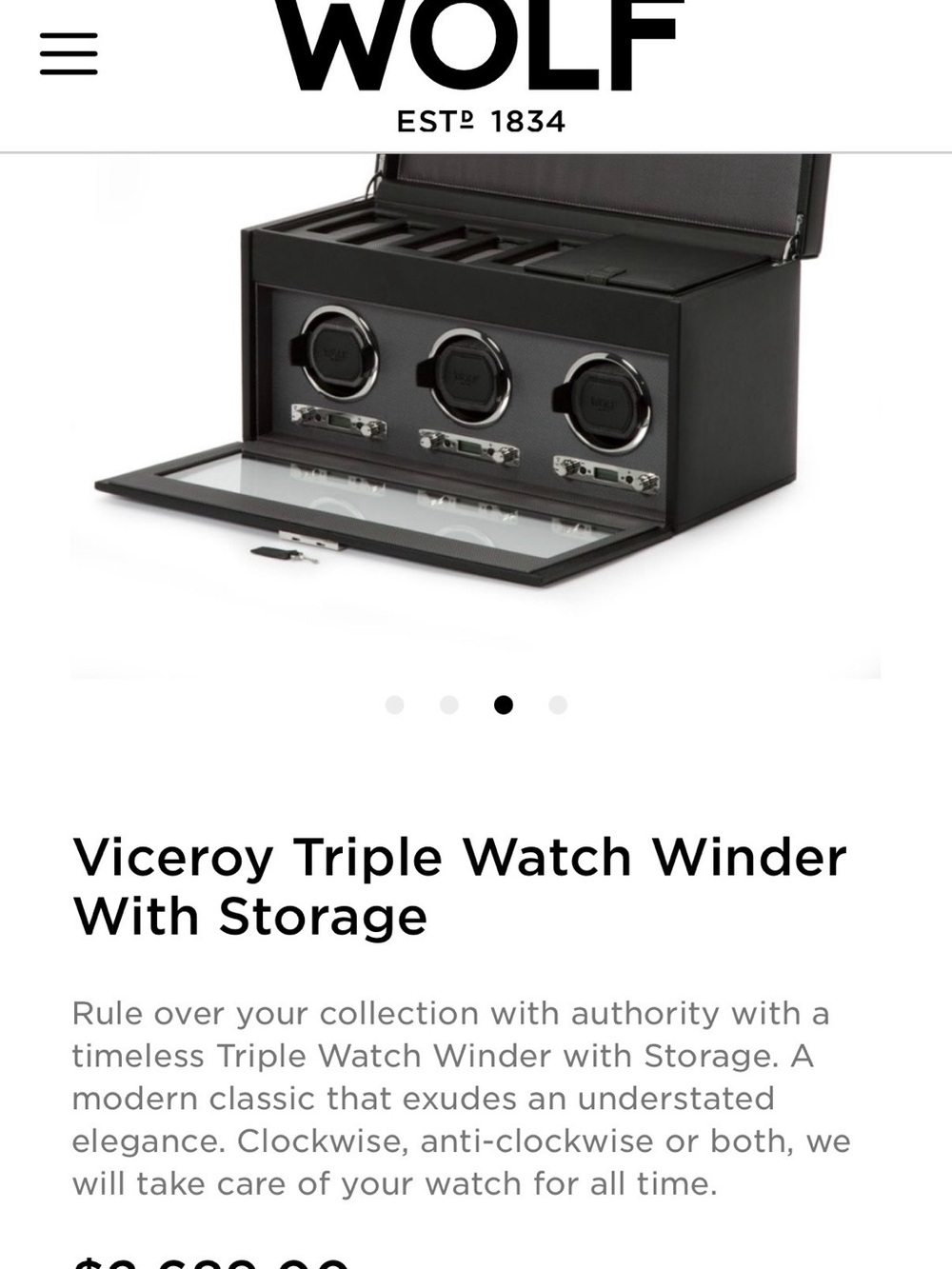 Viceroy Black Triple Watch Winder with Glass Front. Gently used